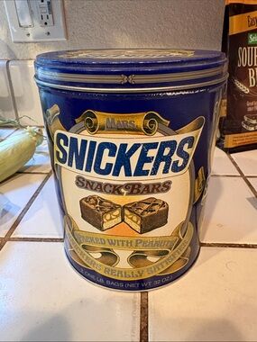 Snickers Blue Vintage-Style Snack Tin - Blue Storage Canister
